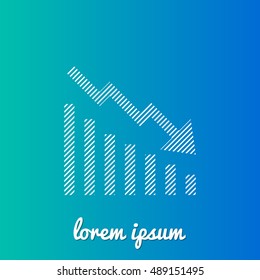 Bearish Graph White stroke fill with blue and green gradient background Icon / Logo Design