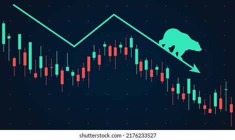 Bearish Market Candle Bar Chart In Falling Down Trend. Share  Stock Market, Finance, Financial, Exchange, Currency Business Vector Illustration.	
