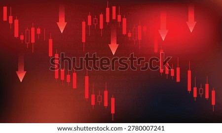 Bearish Stock Market Chart Background Showing Financial Decline And Trading Loss Trend vector background