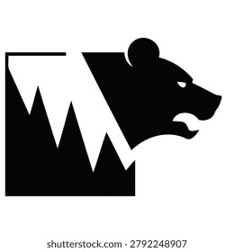 Bearish Stock Market Trend Vector Icon with Animal Silhouette