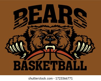 bears basketball team design with mascot and ball for school, college or league