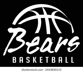 Bears Basketball Team Graphic White Version is a sports design template that includes graphic Bears text and a stylized basketball. This is a great modern design for advertising and promotions.