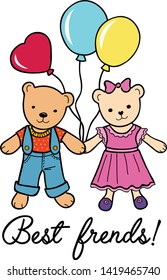 Bears best friends. Vector illustration for fashion design,  packing and other design