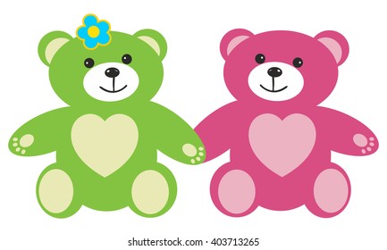 Bears Couple in cartoon style