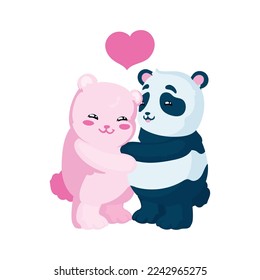 bears couple design over white