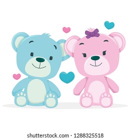A bears couple isolated on white background