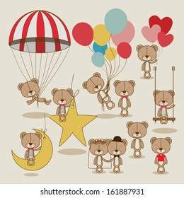 bears design over beige  background vector illustration 