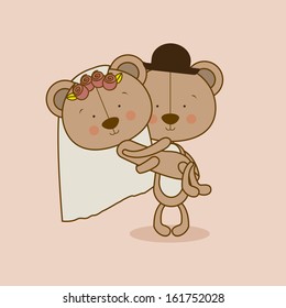 bears design over pink background vector illustration 
