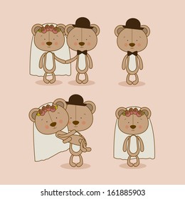 bears design over pink  background vector illustration 