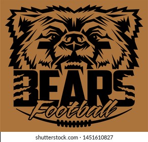 bears football team design with mascot and laces for school, college or league