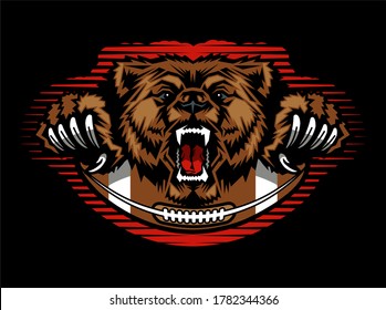 bears football team design with mascot and half ball for school, college or league