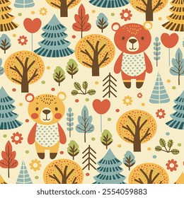 bears in the forest on a light background