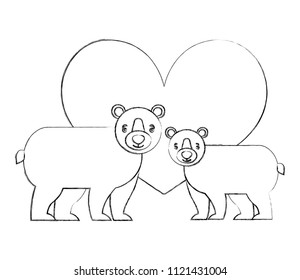 bears grizzly with heart isolated icon