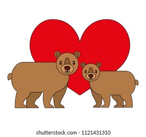 bears grizzly with heart isolated icon