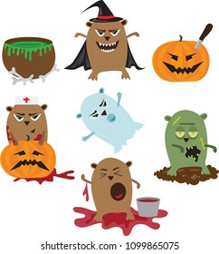 Bears halloween vector illustration