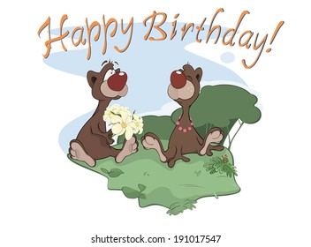 Bears happy birthday postcard