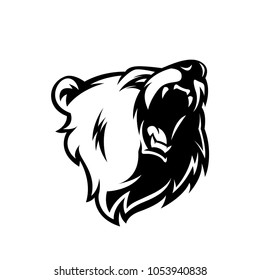 Bears head logo emblem black and white