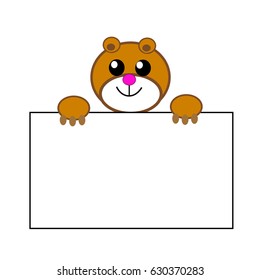 The bear's head and paws holding a frame for advertising, labels, postcards