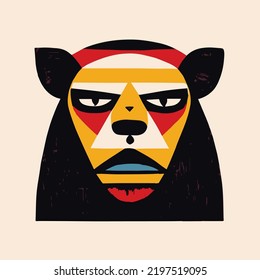 Bear's head, vector illustration, isolated on white background.