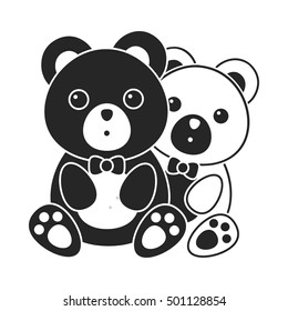 Bears icon in black style isolated on white background. Romantic symbol stock vector illustration.