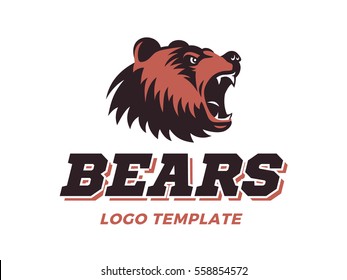 Bears logo - vector illustration, emblem design on white background