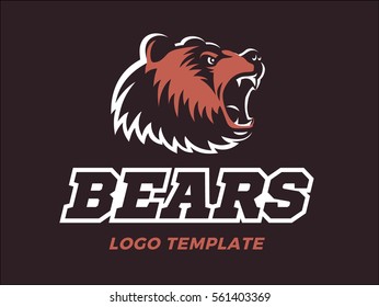 Bears logo - vector illustration, emblem design on brown background