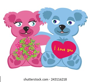 bears in love , isolated illustration