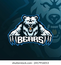 Bears mascot logo design vector with modern illustration concept style for badge, emblem and t shirt printing. Angry bear illustration for sport an esport team.