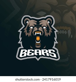 Bears mascot logo design vector with modern illustration concept style for badge, emblem and t shirt printing. Bear head illustration for sport an esport team.