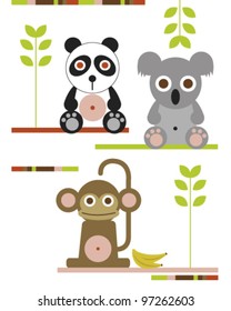 Bears and monkey on display