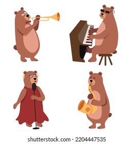 Bears are musicians playing jazz. Vector illustration