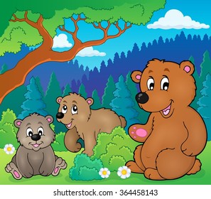 Bears in nature theme image 1 - eps10 vector illustration.