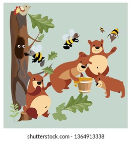 bears in an oak forest