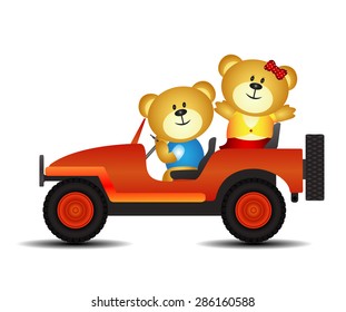 Bears on a car