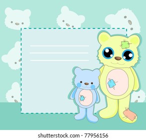 bears with paper on green background