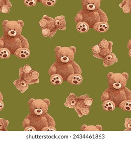 bears pattern with green background color 152