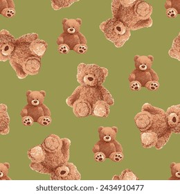 bears pattern with green background color 153