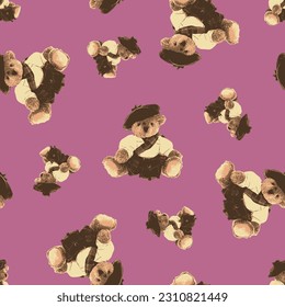 bears pattern on purple background