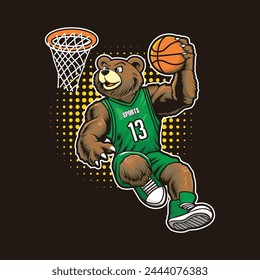 bears playing basketball vector illustration design