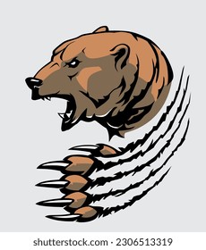 Bears Rip Claw Mascot Design, Furcht Grizzy mit scharfen Schimmelpilzen