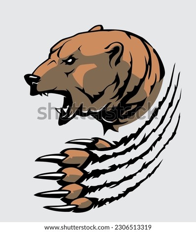 Bears Rip Claw Mascot Design, Fearsome Grizzly with Sharp Claws