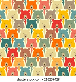 Bears seamless cartoon pattern