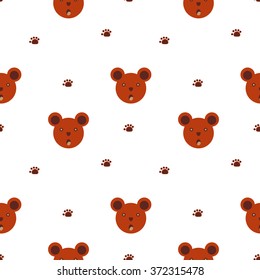 Bears seamless cartoon pattern vector