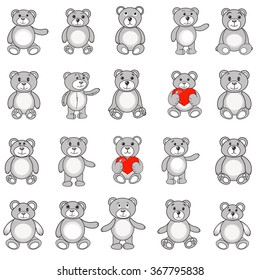 The bears set in vector on white background in EPS