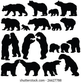 bears silhouette collection - vector