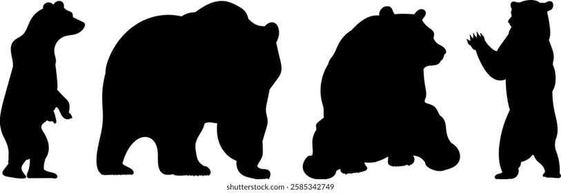 bears silhouette on white background vector