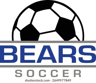 Bears Soccer Team Design is a fantastic graphic for your soccer team that includes a soccer ball and text. It is great for shirt designs, promotional products of any kind and advertising uses.