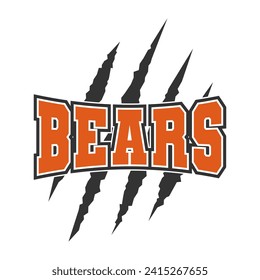 Bears sport mascot emblem animal scratch claw stripes spirit school team.