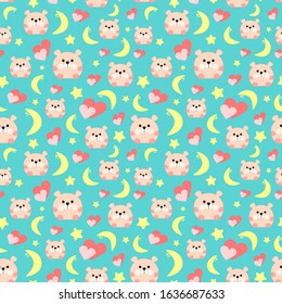 Bears with stars. seamless pattern. cute baby.