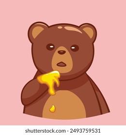 Bear's Sweet: Charming Bear Eating Honey Vector Art